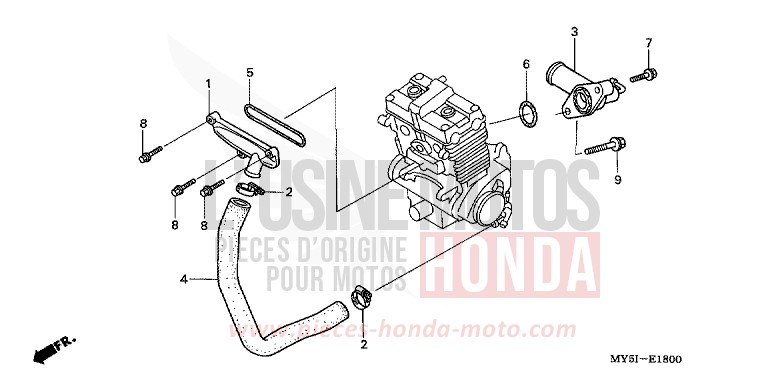 WASSERROHR von CB1300 Super Bold'or ABS RICH RED METALLIC (R255) von 2002